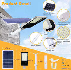 1000W Solar Street Light Outdoor 100,000 Lumens Street Lights Solar Powered Dusk to Dawn Solar Flood Light Parking Lot Light with Remote Control