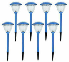 NUEVAS luces LED Energizer solares para caminos de exterior, paquete de 8, de acero inoxidable (azul), resistentes al agua 