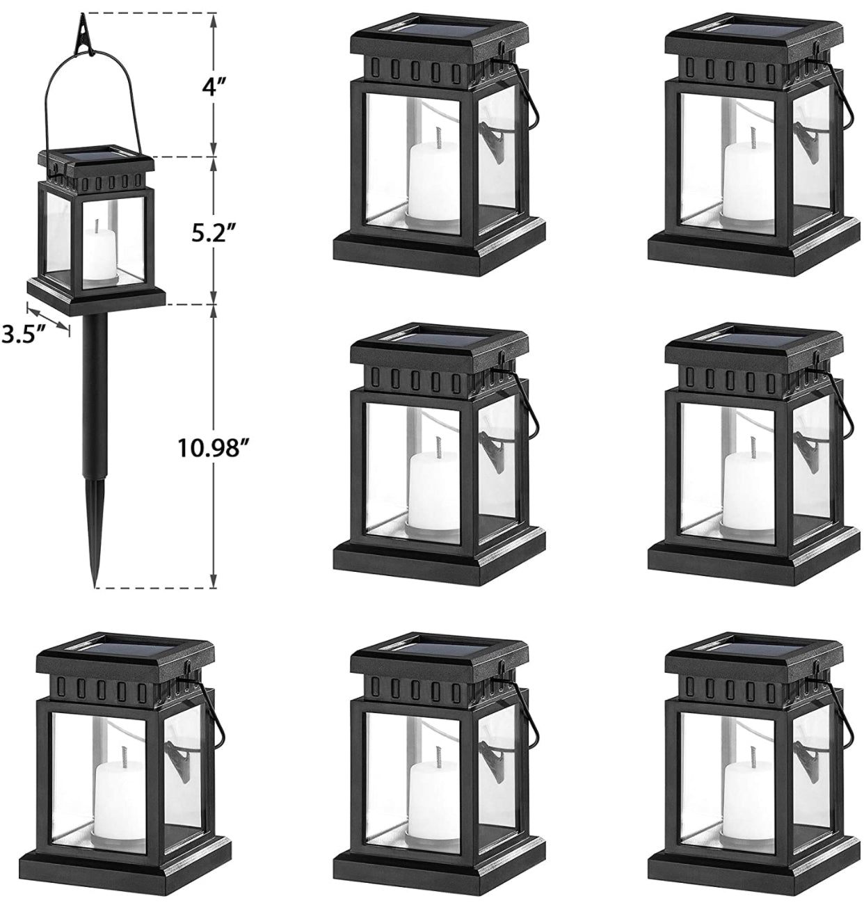 Farol solar colgante para exteriores SmartYard, paquete de 8 luces solares para caminos de 10 lúmenes, luz con efecto vela, blanco cálido