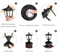 Luces solares para postes de exterior, luces solares para postes de cercas de madera, caminos, terrazas, paquete de 2