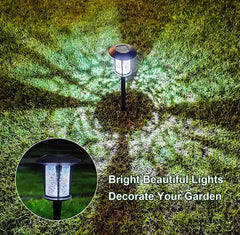 Luces LED solares LANSGARINE para jardín al aire libre, estacas (vidrio), resistentes al agua (paquete de 12)