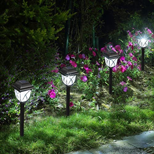 Lot de 8 lampes solaires à LED pour jardin, allée, cour, extérieur 