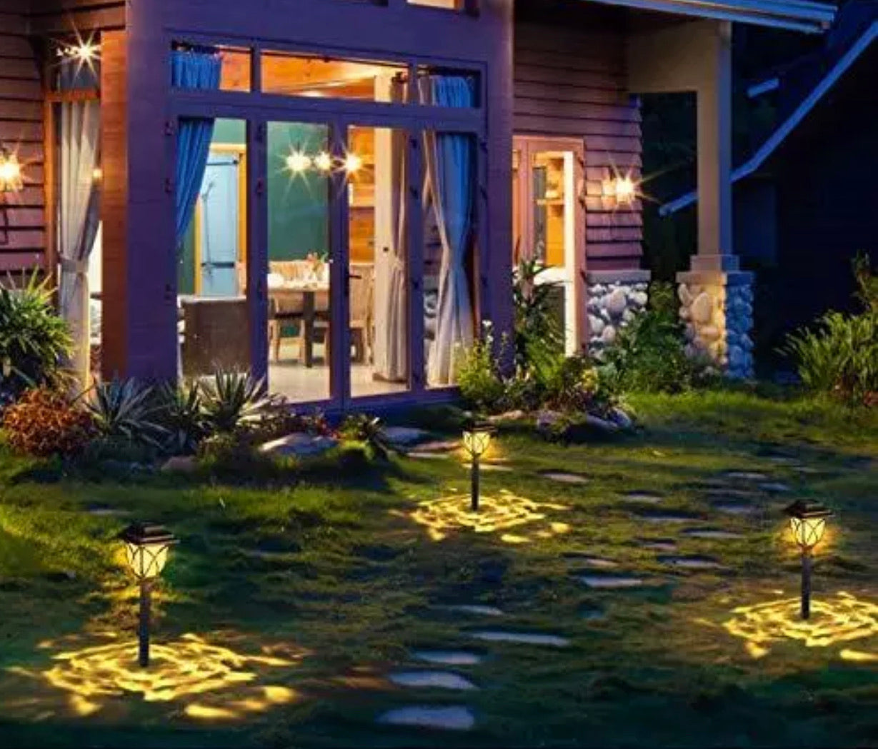 Lot de 8 lampes solaires à LED pour jardin, allée, cour, extérieur 