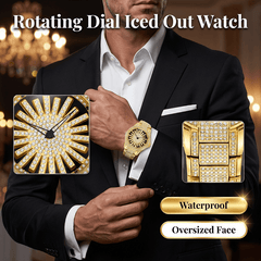 Imperial Shine Crystal Men's Quartz Watch | Rotating Dial, Gold Tone