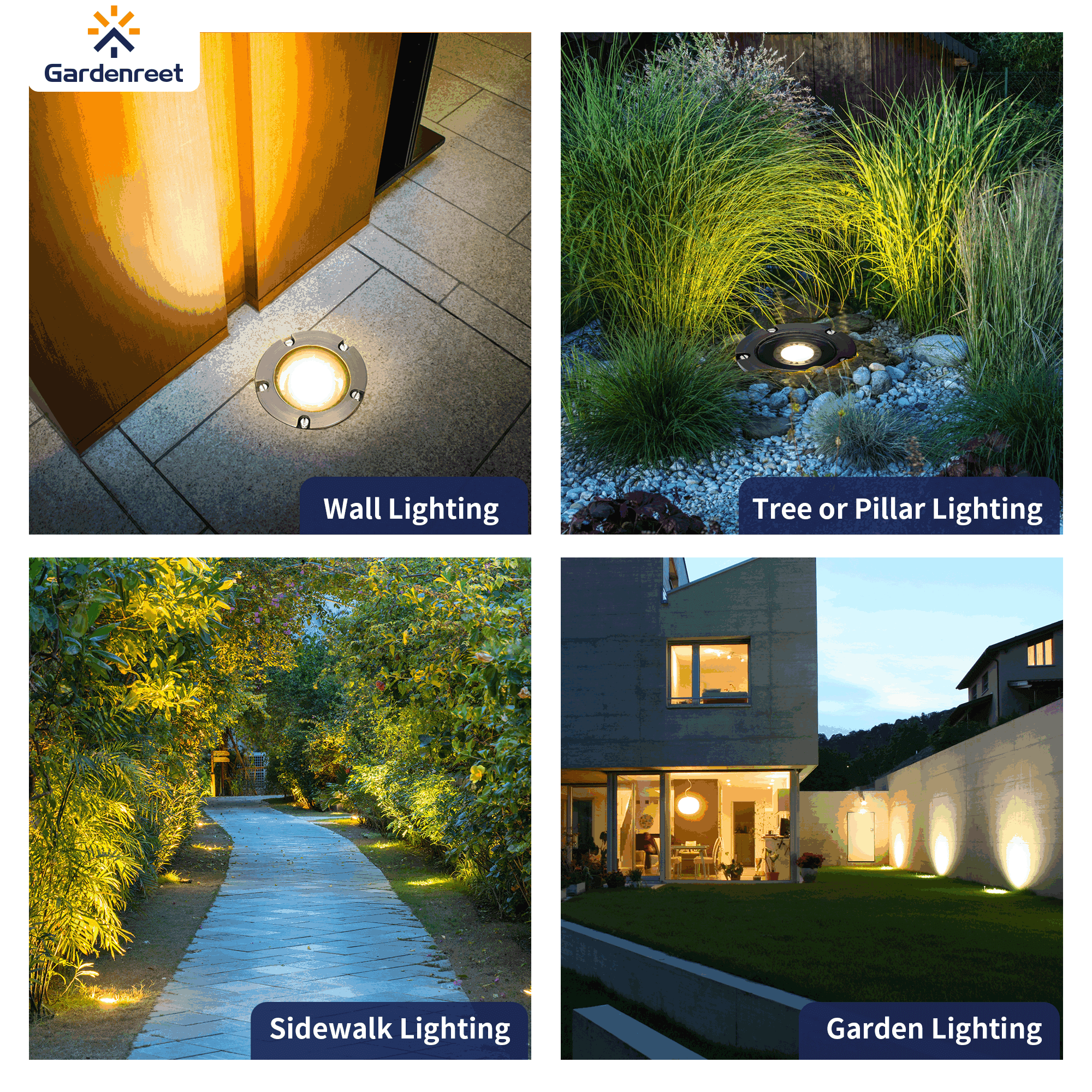 Gardenreet Brass Outdoor 12V LED Well Lights,12V LED IP65 Waterproof Landscape Lighting In Ground Well Lights for Tree, Garden, Pathway, Wall(Open Top)