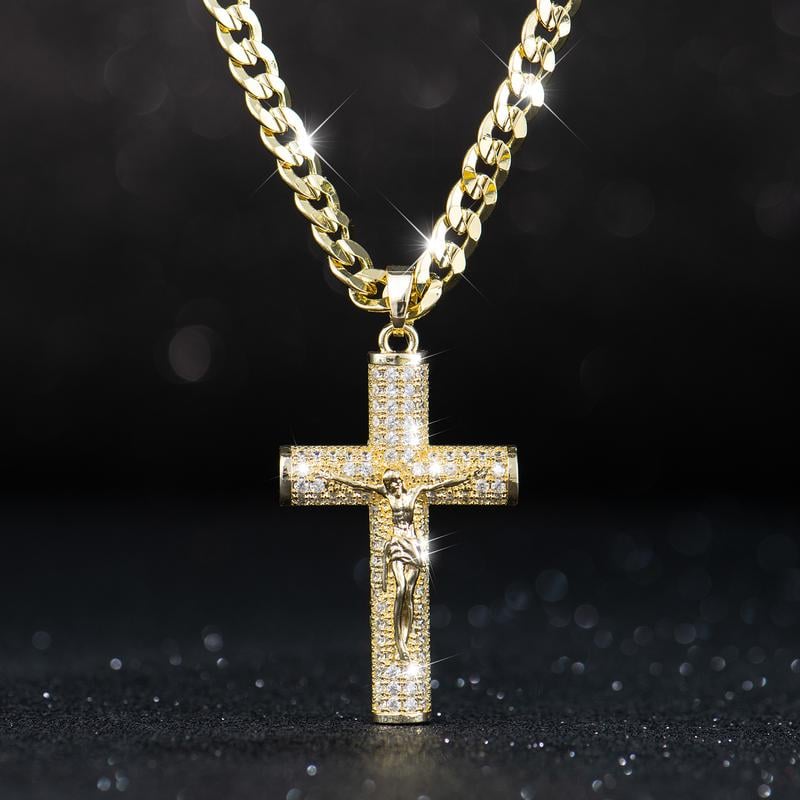 Jubilee Gold Plated Orthodox Crucifix Necklace | 2 in Pendant, Gift Box