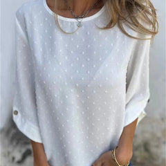 Jessa Round-Neck Jacquard Top | Soft Polyester Knit | Sizes S-4XL
