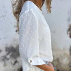 Jessa Round-Neck Jacquard Top | Soft Polyester Knit | Sizes S-4XL