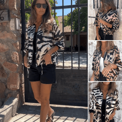 Luna Zebra Print Lightweight Bomber Jacket | Zip Front Fall Layer