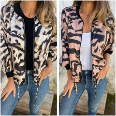 Luna Zebra Print Lightweight Bomber Jacket | Zip Front Fall Layer
