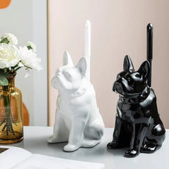 Luxury Ceramic Toilet Brush with Unique Dog Design – Stylish Toilet Bowl Brush and Holder for Bathroom Decor