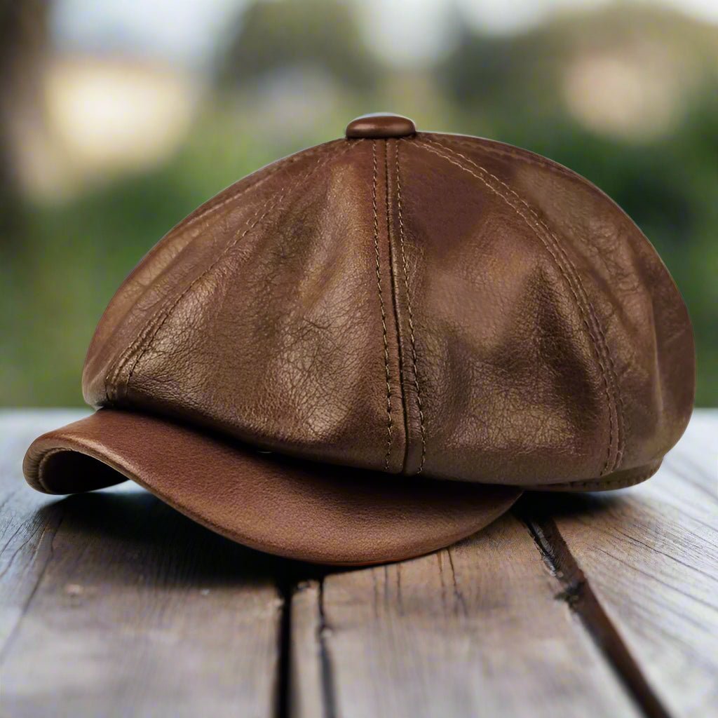 Maverick Men's Leather Cap | Handcrafted Genuine Leather, Vintage-Inspired