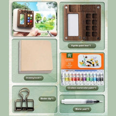 Mira Travel Watercolor Set | Portable Mini Color Box with 12 Vibrant Paints