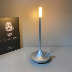 Modern Cordless Lamp with Touch Dimming – Rechargeable Battery Operated Candlestick Light in Brushed Aluminum Design