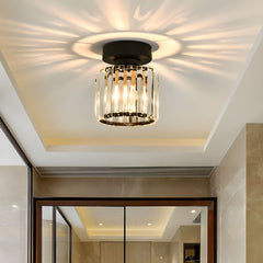 Modern Crystal Flush Mount Ceiling Light Fixture for Hallways and Low Ceilings