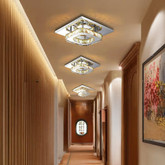 Modern Crystal LED Flush Mount Ceiling Light Fixture – Elegant Design for Living Room, Bedroom, Hallway, 12W, 960 Lumens