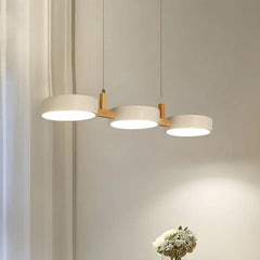 Modern Flush Mount Ceiling Light Fixture, Nordic Design with Metal and Wood, 3 Integrated LED Lights for Kitchens and Living Spaces