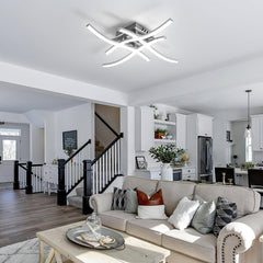 Modern LED Ceiling Light Fixture with Curved Aluminum Design – Energy Efficient Flush Mount