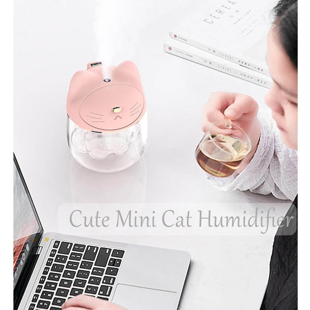 Humidificador mini con forma de gato de 150 ml