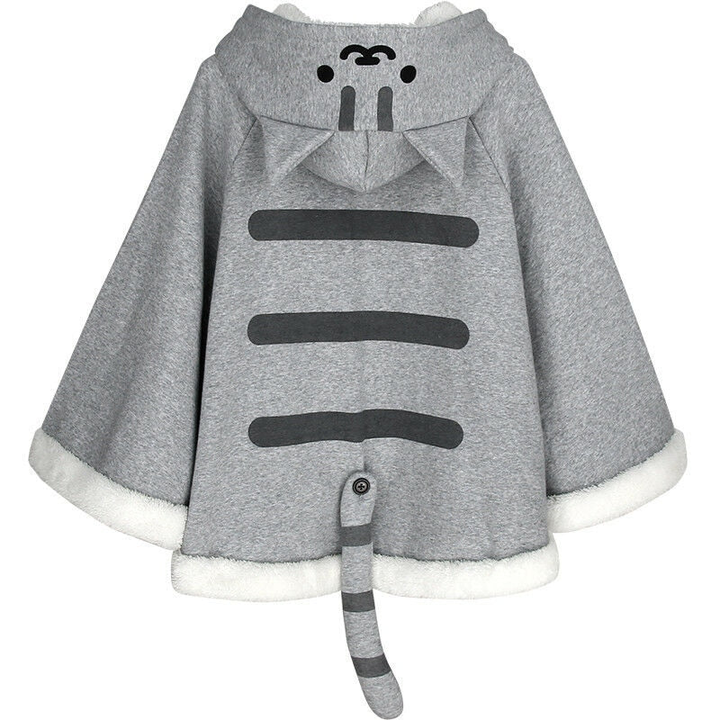 Anime Neko Atsume Cute Cat Backyard Hooded Capes