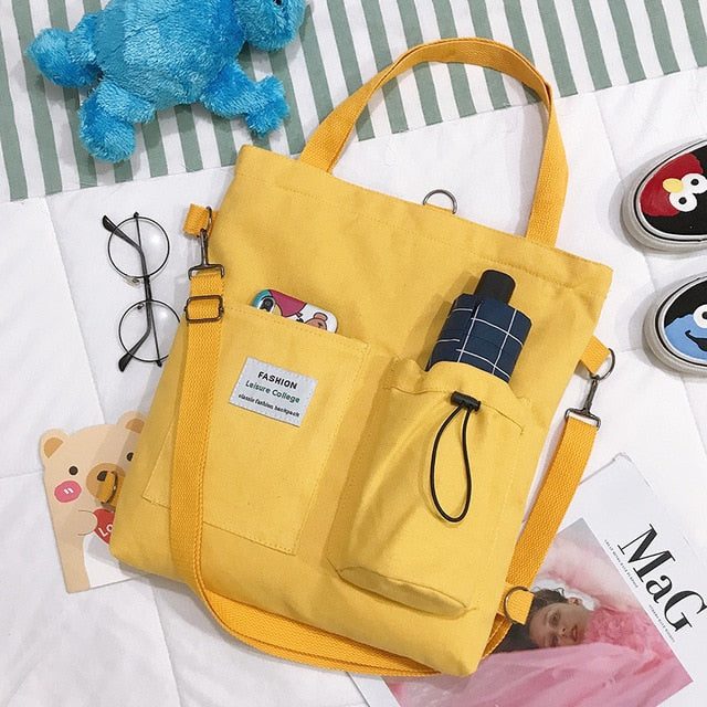 Bolsa de lona para estudiantes de Harajuku con bonito oso