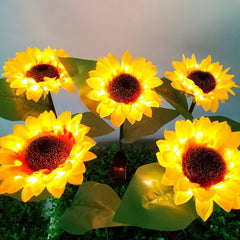 2 luces LED de jardín con forma de girasol