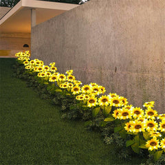 2 luces LED de jardín con forma de girasol