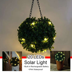 Boule de gazon topiaire artificiel avec lampes solaires, crochet inclus