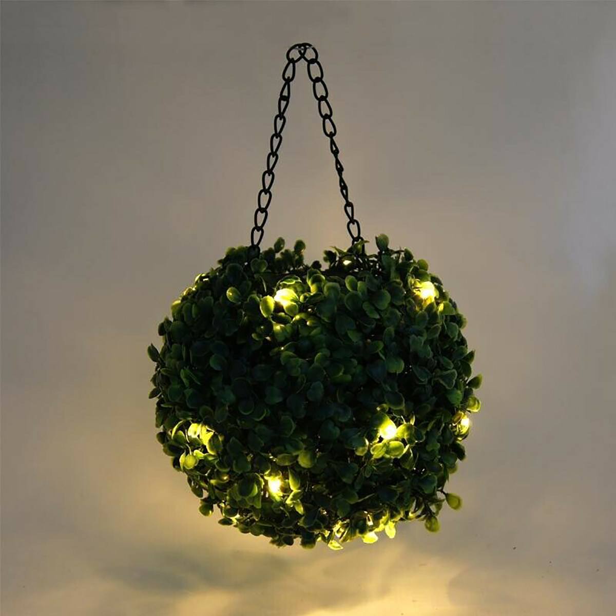 Boule de gazon topiaire artificiel avec lampes solaires, crochet inclus