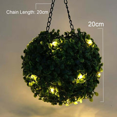 Boule de gazon topiaire artificiel avec lampes solaires, crochet inclus