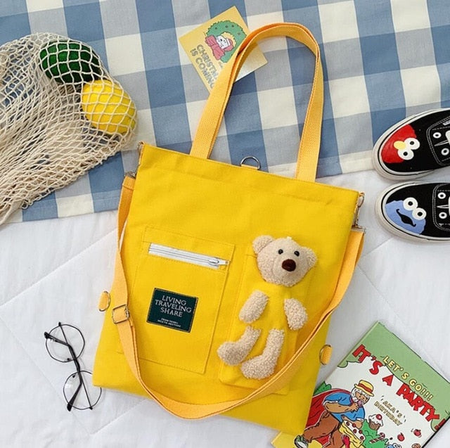 Cute Bear Eco Canvas Shoulder Bags