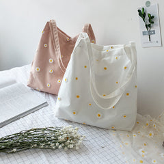 Cute Canvas Embroidery Small Tote Bag