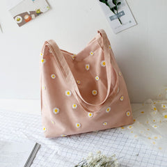 Cute Canvas Embroidery Small Tote Bag