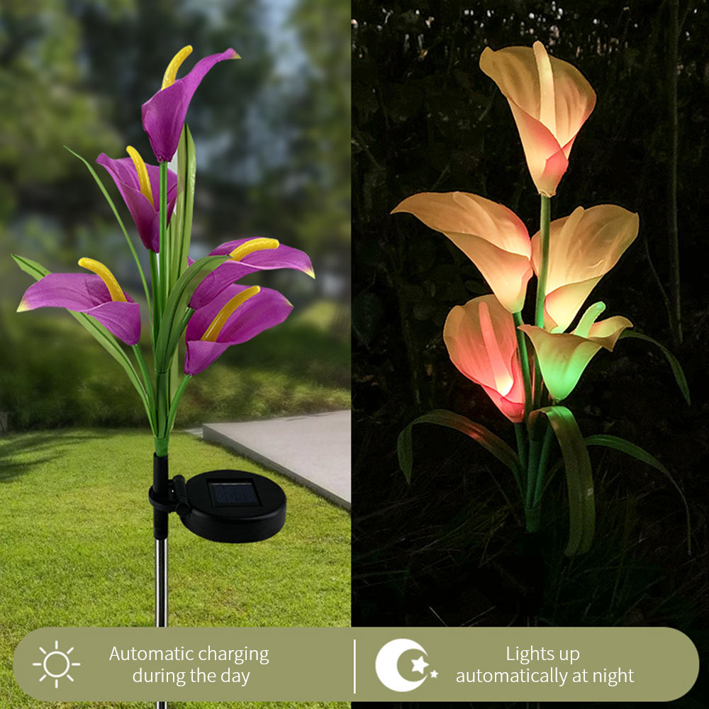 Lot de 4 lampes solaires Calla commun à LED quatre couleurs 