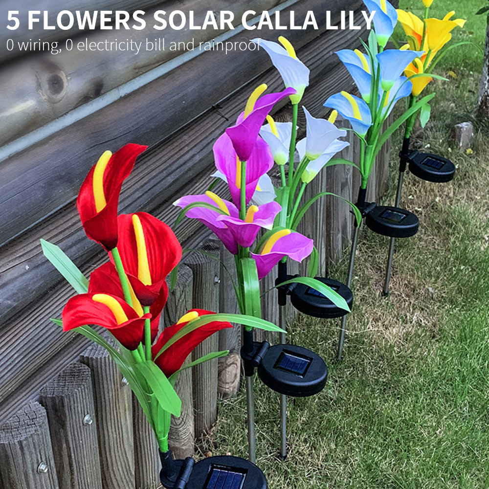 Lot de 4 lampes solaires Calla commun à LED quatre couleurs 