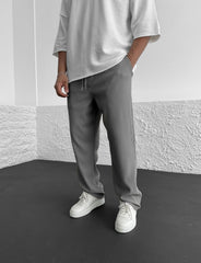 Ravel Heavyweight Vertical Rib Wide-Leg Pants | Baggy Stretch Waist Fit