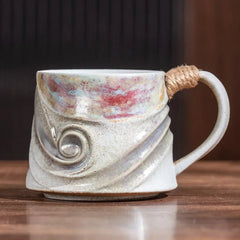 Rugged Ceramic Coffee Mug with Comfort Grip Handle – Stain-Resistant and Handcrafted Design in Oceanic Tones