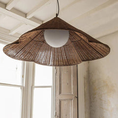 Rustic Rattan Pendant Light – Woven Ceiling Light Fixture for Warm Interiors, Adjustable Height, Ideal for Living Room and Dining Room