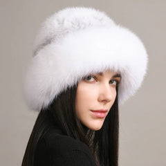 Sable Women's Fur Hat | Authentic Sable Trim, Cozy Winter Accessory