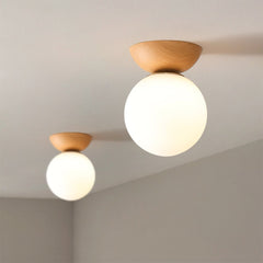 Scandinavian Flush Mount Ceiling Light Fixture, Modern Glass Design for Hallway, Soft Glow, 12cm Diameter, 20cm Height