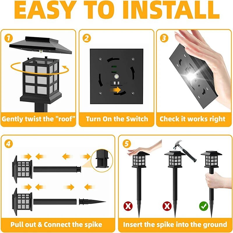 Lanternes solaires à LED pour allées 