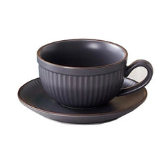 Stoneware Mug Set with Ergonomic Handles and Matching Saucer – Elegant Coffee and Tea Cup Set for Daily Use