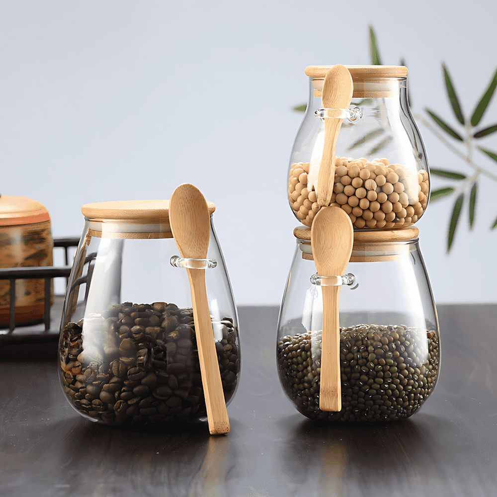 VivantSeal™ Airtight Glass Storage Jars with Bamboo Lids – Preserve Freshness and Flavor