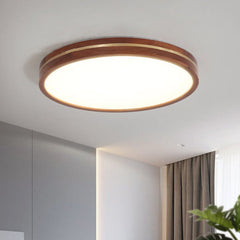 Wooden LED Flush Mount Ceiling Light with Dimmable Function – Modern Design for Indoor Spaces
